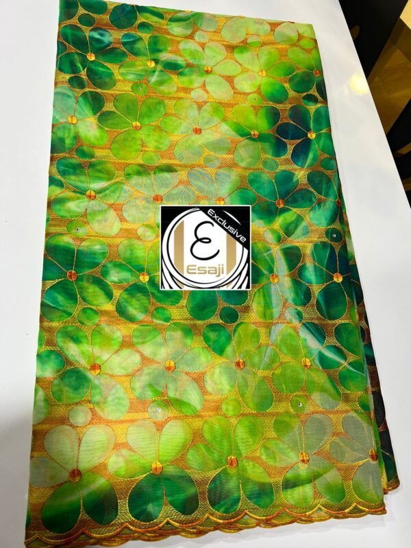 Printed Swiss Voile with Ebroidery