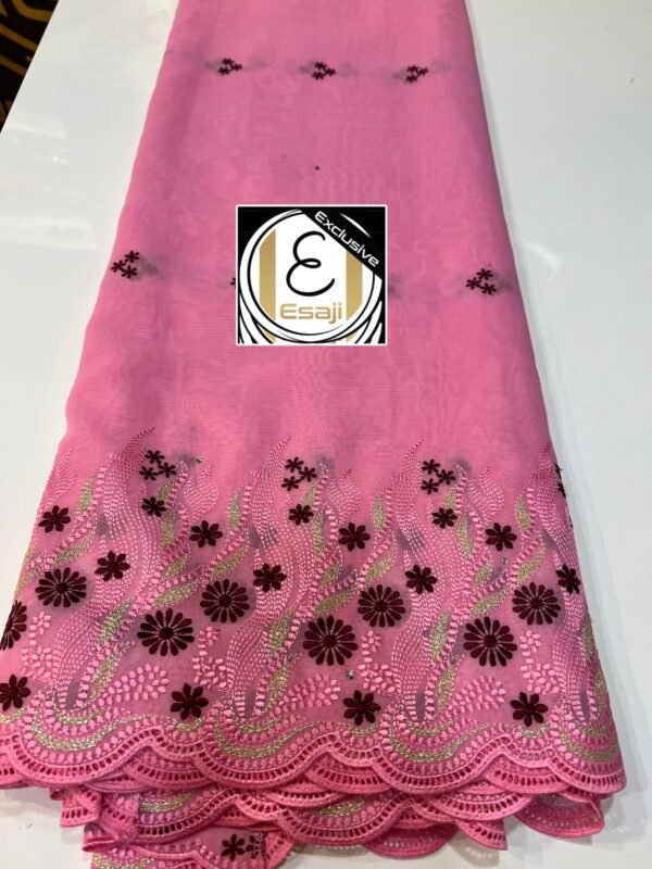 Laffaya Lace Fabric with Embroidery