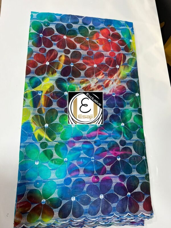 Printed Swiss Voile with Ebroidery